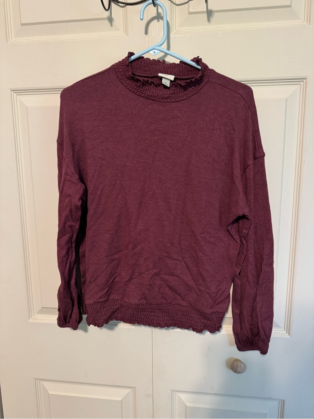 a new day Ruffle-Trim Crewneck Sweater - Burgundy